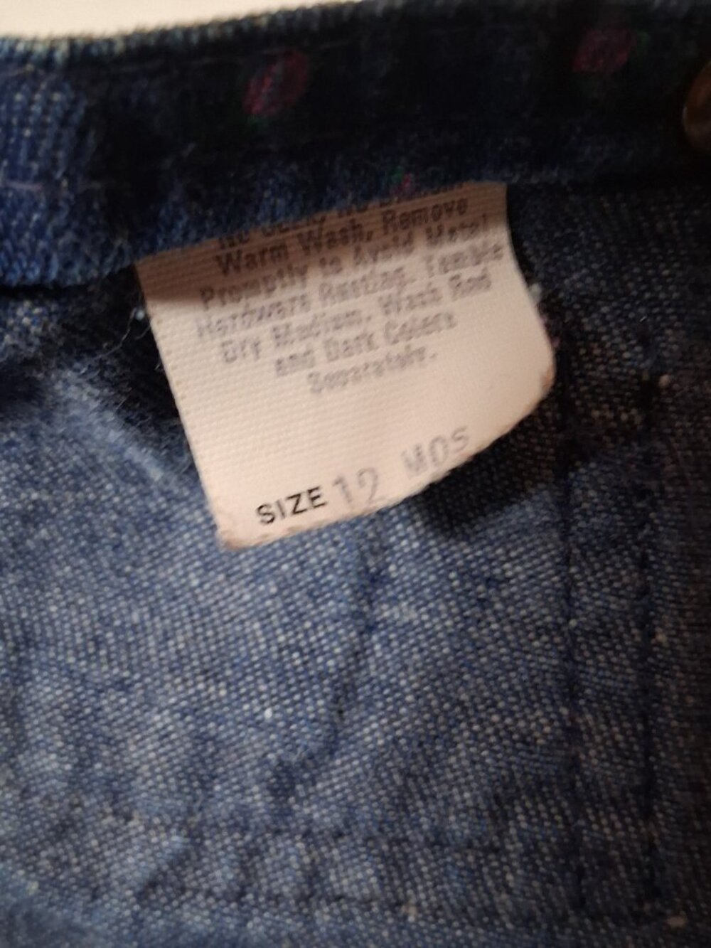 Vintage Osh Kosh B Gosh Overalls Girls 12 MOS Pink Floral Blue Denim Vestbak - Picture 3 of 16